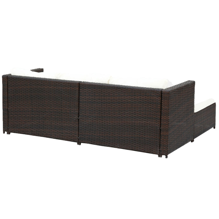 [US Warehouse] 2 in 1 Rattan Terrace Sofa Chair Coffee Table Furniture Set