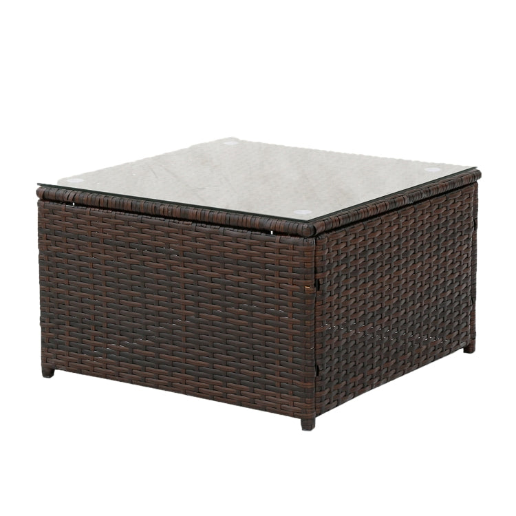 [US Warehouse] 2 in 1 Rattan Terrace Sofa Chair Coffee Table Furniture Set
