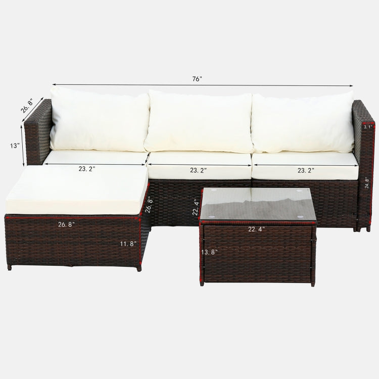 [US Warehouse] 2 in 1 Rattan Terrace Sofa Chair Coffee Table Furniture Set