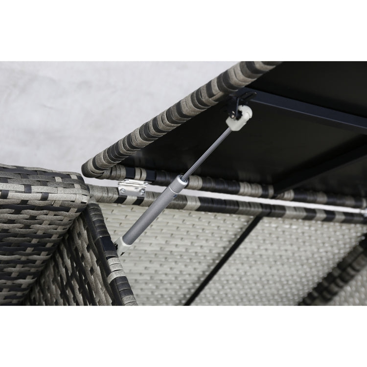 [US Warehouse] 4 in 1 Rattan Terrace Sofa Chair + Storage Box + Coffee Table Furniture Set