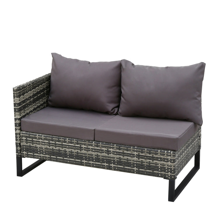 [US Warehouse] 4 in 1 Rattan Terrace Sofa Chair + Storage Box + Coffee Table Furniture Set