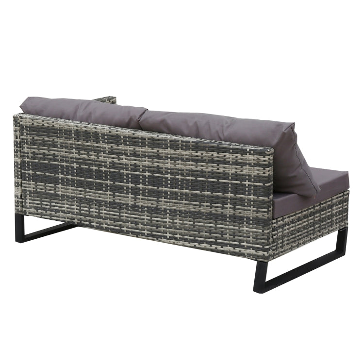 [US Warehouse] 4 in 1 Rattan Terrace Sofa Chair + Storage Box + Coffee Table Furniture Set