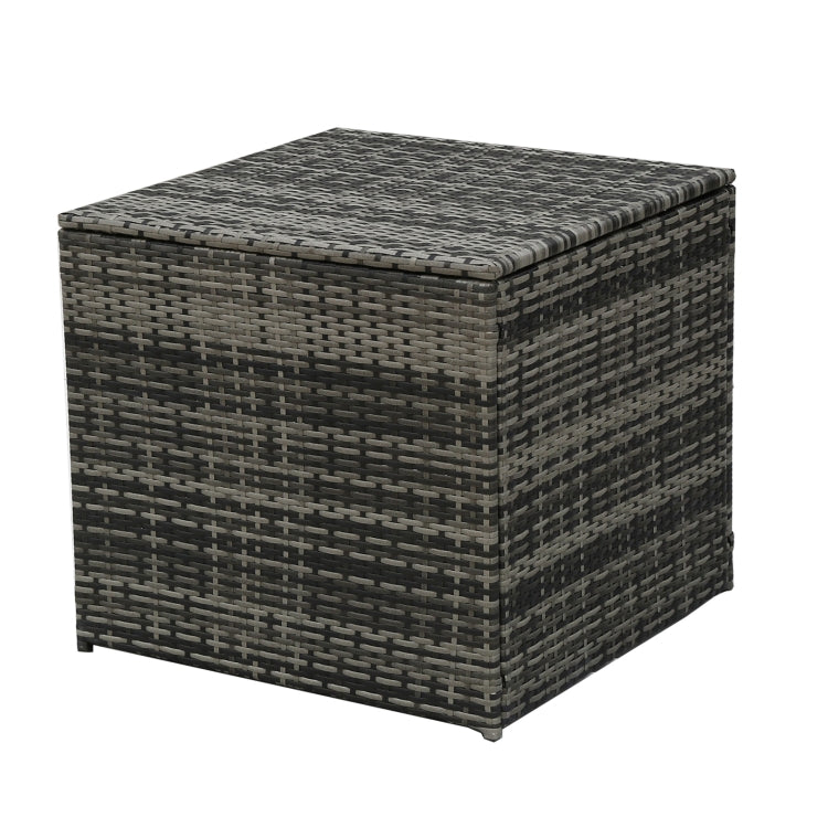 [US Warehouse] 4 in 1 Rattan Terrace Sofa Chair + Storage Box + Coffee Table Furniture Set