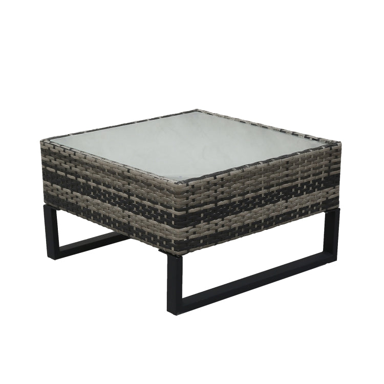 [US Warehouse] 4 in 1 Rattan Terrace Sofa Chair + Storage Box + Coffee Table Furniture Set