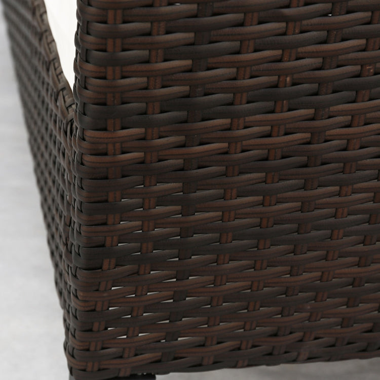 [US Warehouse] 4 in 1 Rattan Terrace Sofa Chair + Storage Box + Coffee Table Furniture Set