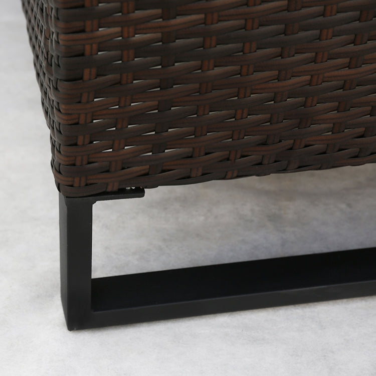 [US Warehouse] 4 in 1 Rattan Terrace Sofa Chair + Storage Box + Coffee Table Furniture Set