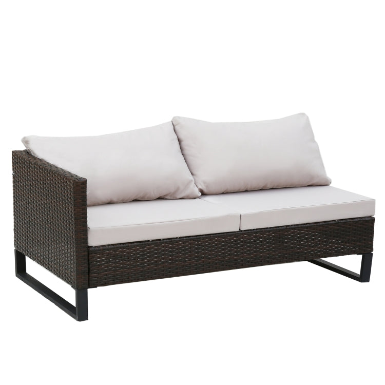 [US Warehouse] 4 in 1 Rattan Terrace Sofa Chair + Storage Box + Coffee Table Furniture Set