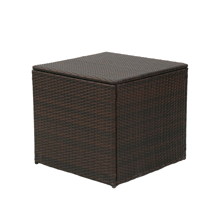 [US Warehouse] 4 in 1 Rattan Terrace Sofa Chair + Storage Box + Coffee Table Furniture Set