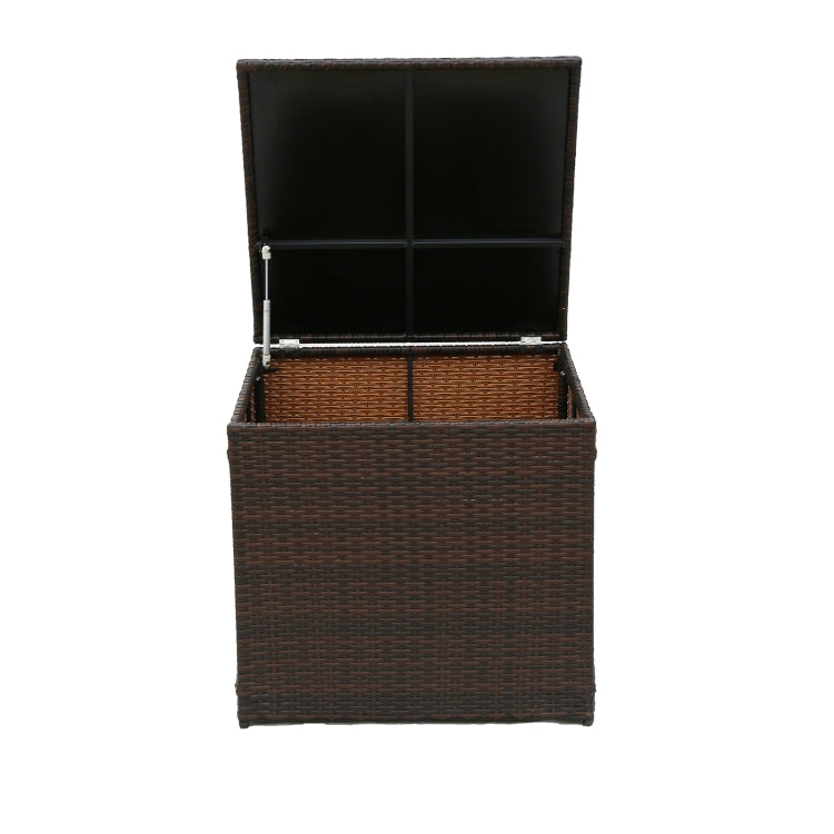 [US Warehouse] 4 in 1 Rattan Terrace Sofa Chair + Storage Box + Coffee Table Furniture Set