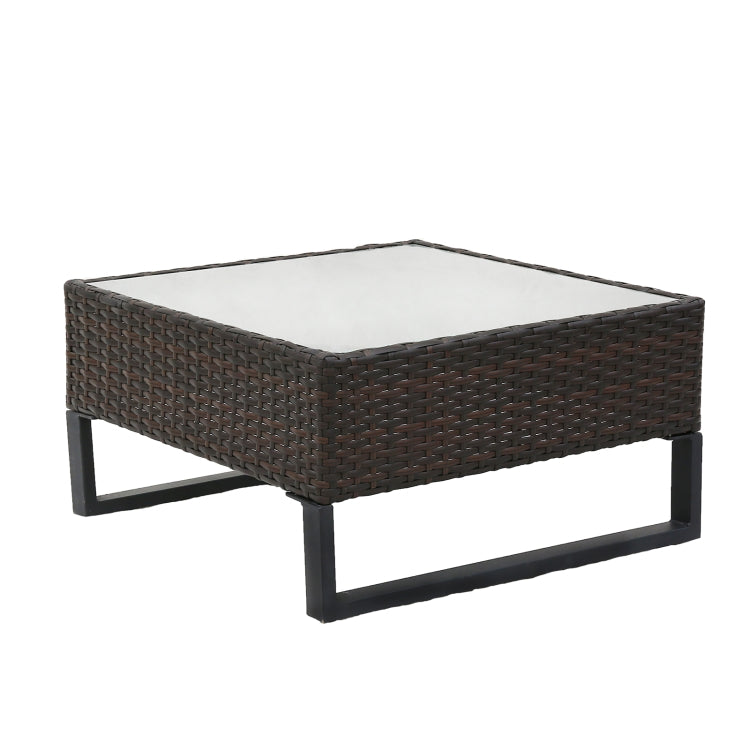 [US Warehouse] 4 in 1 Rattan Terrace Sofa Chair + Storage Box + Coffee Table Furniture Set