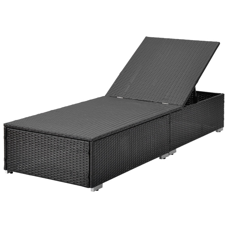 [US Warehouse] 7 in 1 Outdoor Rattan Adjustable Recliner with Cushion + Side Table Set
