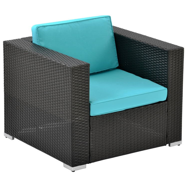 [US Warehouse] 19 in 1 Outdoor Rattan Sectional Cushioned Free Combination Four-seat Sofa + Chair + CoffeeTable + 2 Pillows Furniture Set