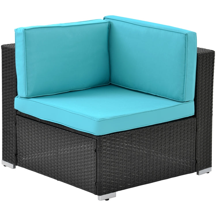 [US Warehouse] 19 in 1 Outdoor Rattan Sectional Cushioned Free Combination Four-seat Sofa + Chair + CoffeeTable + 2 Pillows Furniture Set