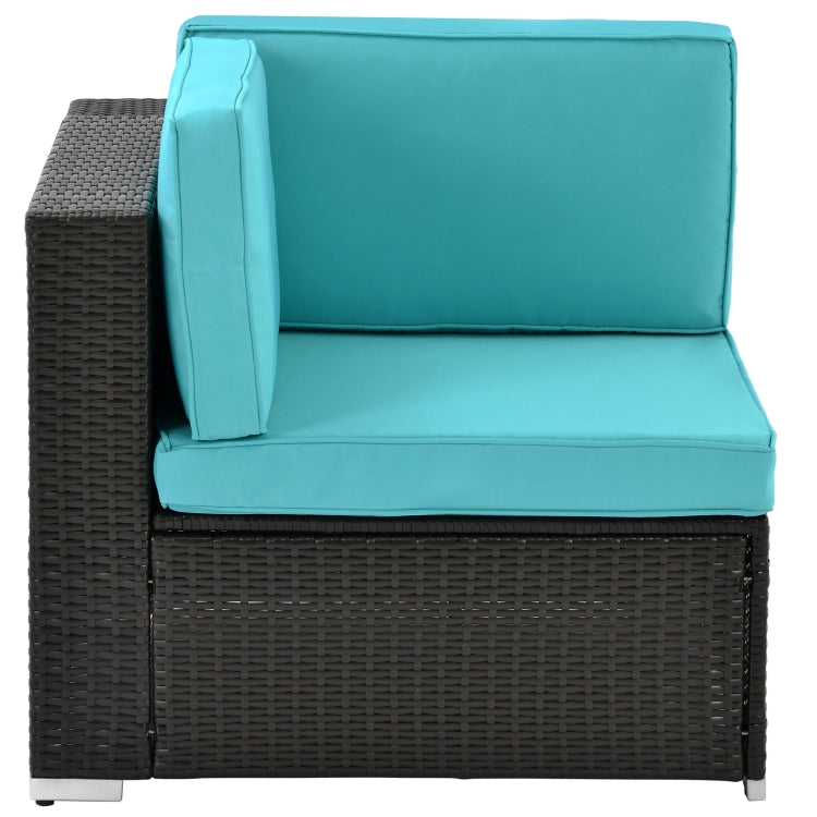 [US Warehouse] 19 in 1 Outdoor Rattan Sectional Cushioned Free Combination Four-seat Sofa + Chair + CoffeeTable + 2 Pillows Furniture Set