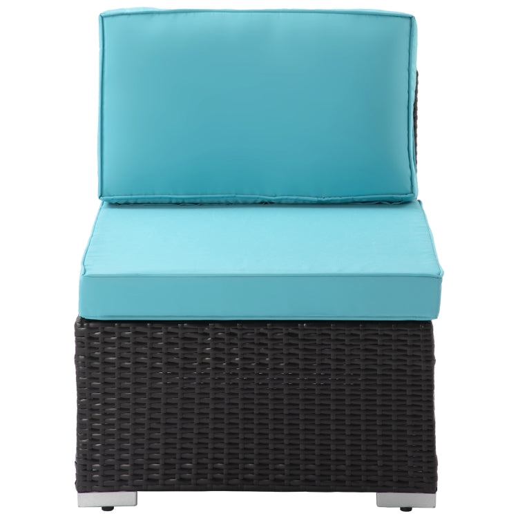 [US Warehouse] 19 in 1 Outdoor Rattan Sectional Cushioned Free Combination Four-seat Sofa + Chair + CoffeeTable + 2 Pillows Furniture Set