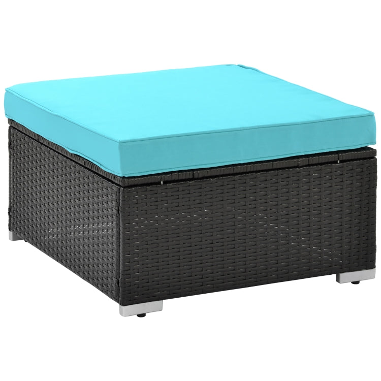 [US Warehouse] 19 in 1 Outdoor Rattan Sectional Cushioned Free Combination Four-seat Sofa + Chair + CoffeeTable + 2 Pillows Furniture Set