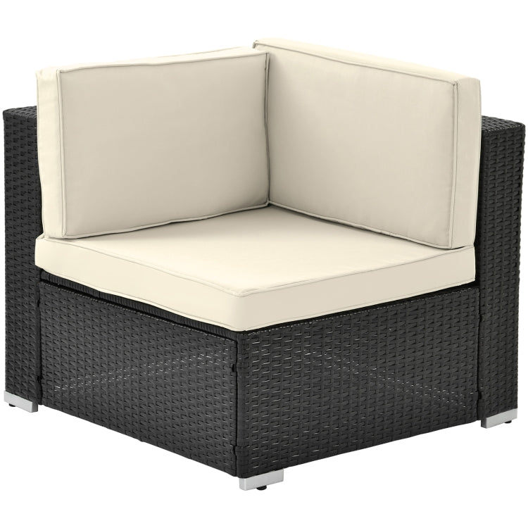 [US Warehouse] 19 in 1 Outdoor Rattan Sectional Cushioned Free Combination Four-seat Sofa + Chair + CoffeeTable + 2 Pillows Furniture Set