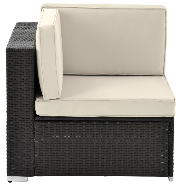 [US Warehouse] 19 in 1 Outdoor Rattan Sectional Cushioned Free Combination Four-seat Sofa + Chair + CoffeeTable + 2 Pillows Furniture Set