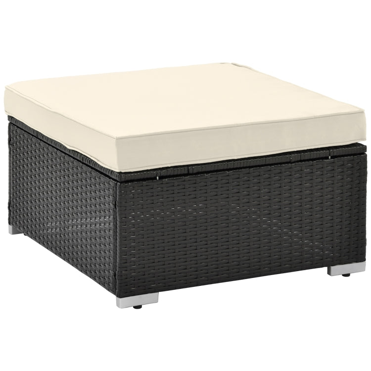 [US Warehouse] 19 in 1 Outdoor Rattan Sectional Cushioned Free Combination Four-seat Sofa + Chair + CoffeeTable + 2 Pillows Furniture Set