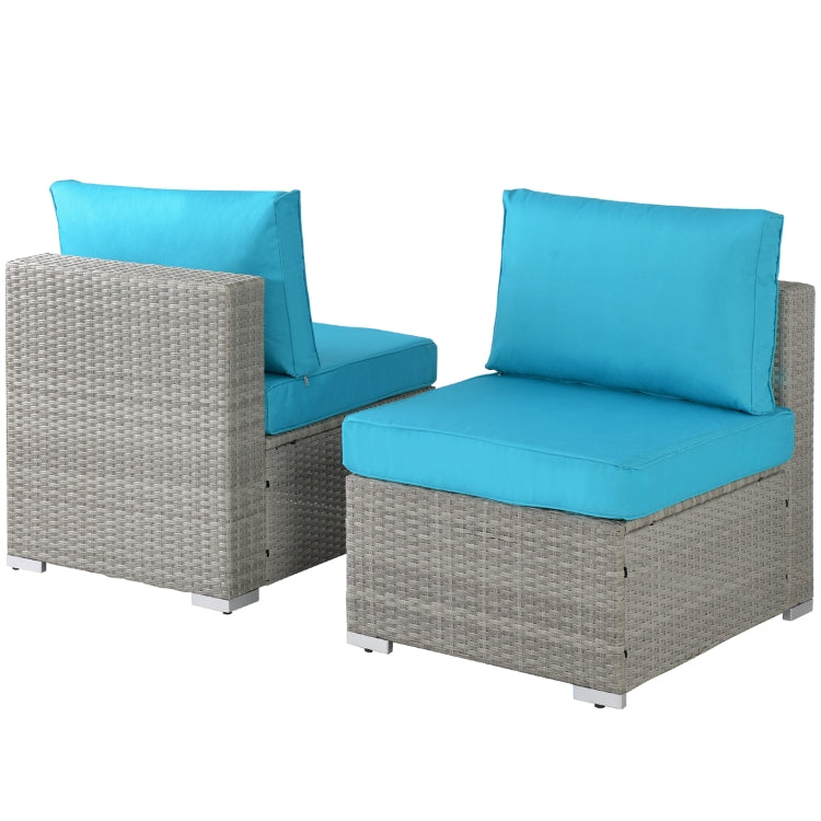[US Warehouse] 23 in 1 Outdoor Rattan Sectional Cushioned Free Combination Six-seat Sofa + CoffeeTable + 2 Pillows Furniture Set