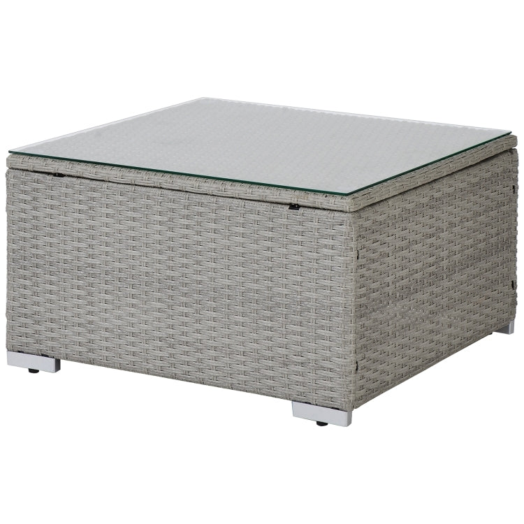 [US Warehouse] 17 in 1 Outdoor Rattan Sectional Cushioned Free Combination Four-seat Sofa + CoffeeTable + 2 Pillows Furniture Set
