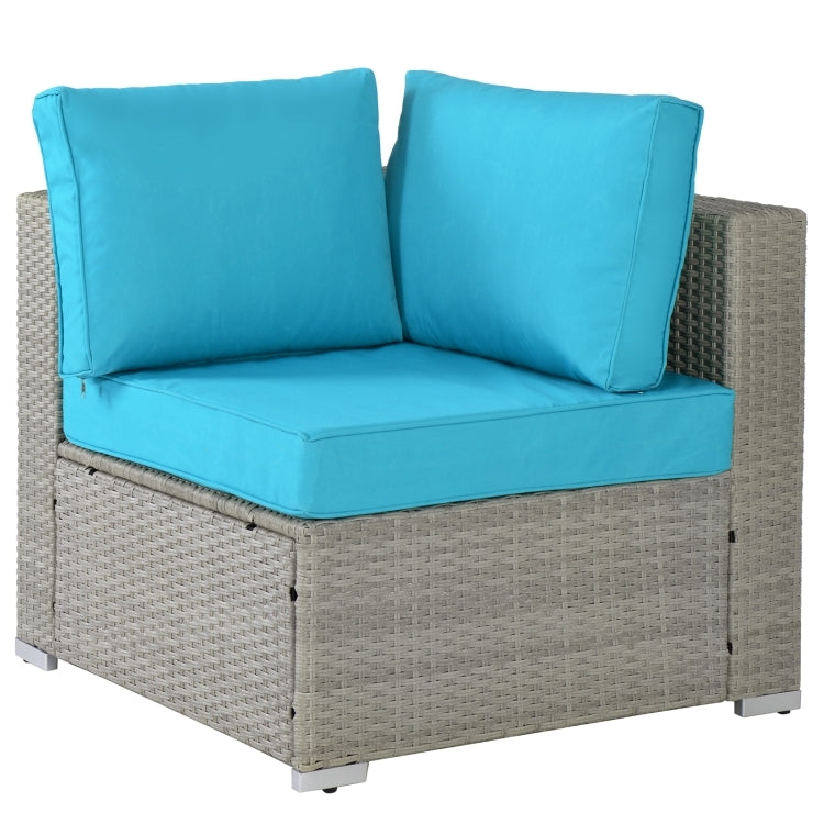 [US Warehouse] 17 in 1 Outdoor Rattan Sectional Cushioned Free Combination Four-seat Sofa + CoffeeTable + 2 Pillows Furniture Set