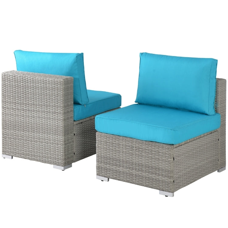 [US Warehouse] 17 in 1 Outdoor Rattan Sectional Cushioned Free Combination Four-seat Sofa + CoffeeTable + 2 Pillows Furniture Set