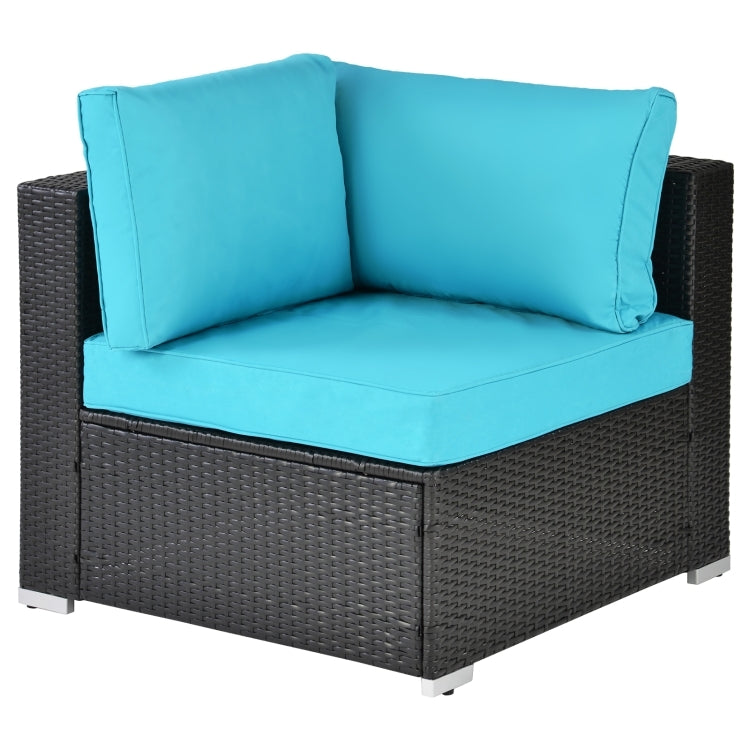 [US Warehouse] 17 in 1 Outdoor Rattan Sectional Cushioned Free Combination Four-seat Sofa + CoffeeTable + 2 Pillows Furniture Set