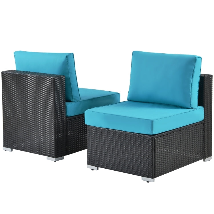 [US Warehouse] 17 in 1 Outdoor Rattan Sectional Cushioned Free Combination Four-seat Sofa + CoffeeTable + 2 Pillows Furniture Set