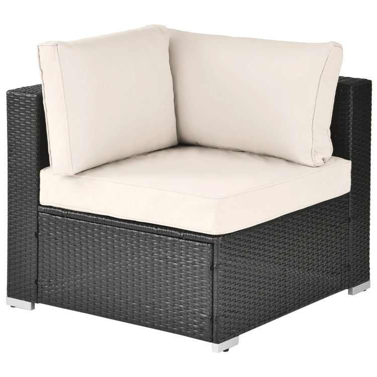[US Warehouse] 17 in 1 Outdoor Rattan Sectional Cushioned Free Combination Four-seat Sofa + CoffeeTable + 2 Pillows Furniture Set