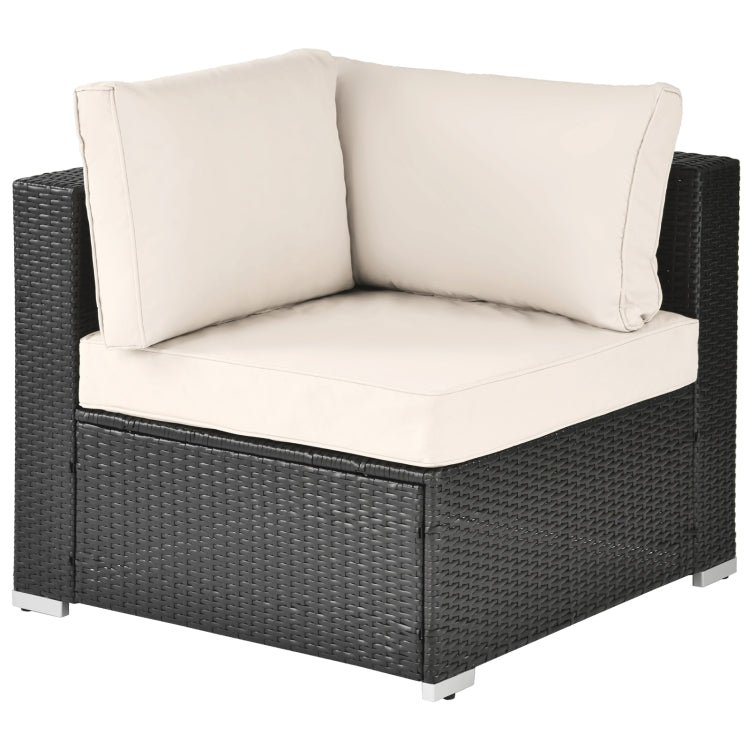 [US Warehouse] 17 in 1 Outdoor Rattan Sectional Cushioned Free Combination Four-seat Sofa + CoffeeTable + 2 Pillows Furniture Set