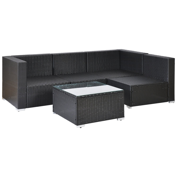 [US Warehouse] 17 in 1 Outdoor Rattan Sectional Cushioned Free Combination Four-seat Sofa + CoffeeTable + 2 Pillows Furniture Set