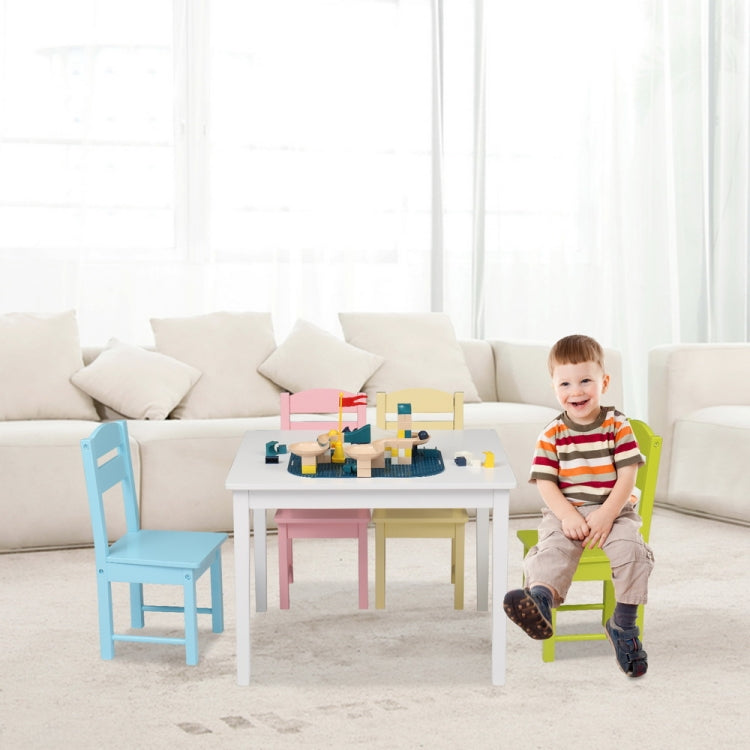 [US Warehouse] 5 in 1 Wooden Children Table and Chair Set, Table Size: 24 x 20 x 19 inch, Chair Size: 21.5 x 11.5 x 10.5 inch