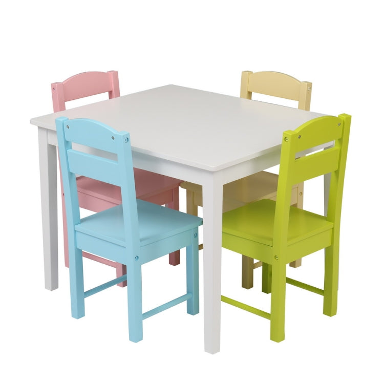 [US Warehouse] 5 in 1 Wooden Children Table and Chair Set, Table Size: 24 x 20 x 19 inch, Chair Size: 21.5 x 11.5 x 10.5 inch