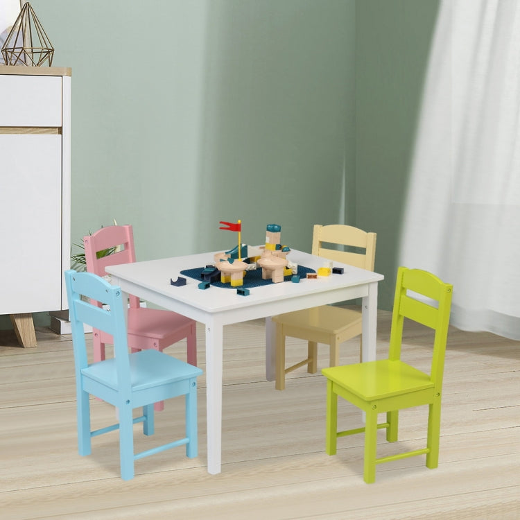 [US Warehouse] 5 in 1 Wooden Children Table and Chair Set, Table Size: 24 x 20 x 19 inch, Chair Size: 21.5 x 11.5 x 10.5 inch