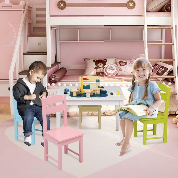 [US Warehouse] 5 in 1 Wooden Children Table and Chair Set, Table Size: 24 x 20 x 19 inch, Chair Size: 21.5 x 11.5 x 10.5 inch