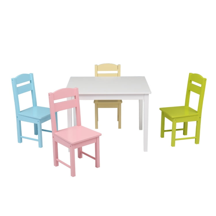 [US Warehouse] 5 in 1 Wooden Children Table and Chair Set, Table Size: 24 x 20 x 19 inch, Chair Size: 21.5 x 11.5 x 10.5 inch