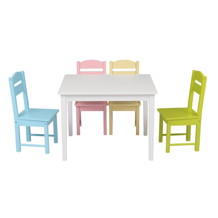 [US Warehouse] 5 in 1 Wooden Children Table and Chair Set, Table Size: 24 x 20 x 19 inch, Chair Size: 21.5 x 11.5 x 10.5 inch