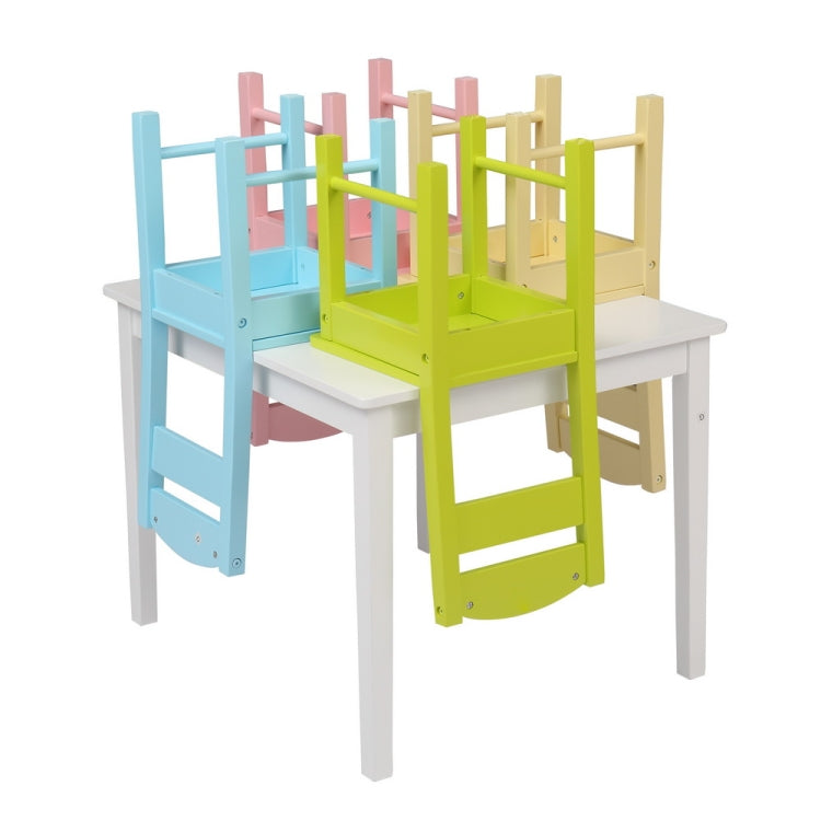 [US Warehouse] 5 in 1 Wooden Children Table and Chair Set, Table Size: 24 x 20 x 19 inch, Chair Size: 21.5 x 11.5 x 10.5 inch