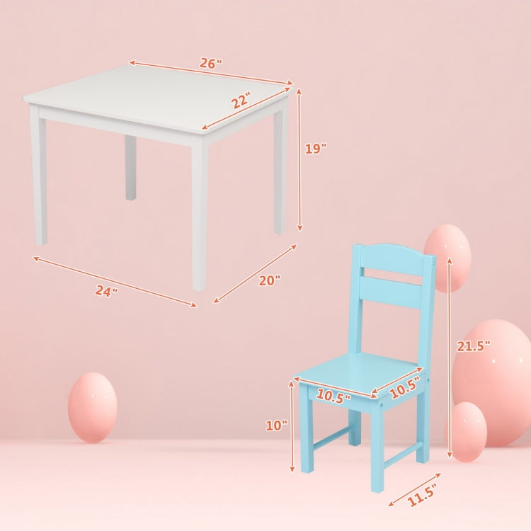 [US Warehouse] 5 in 1 Wooden Children Table and Chair Set, Table Size: 24 x 20 x 19 inch, Chair Size: 21.5 x 11.5 x 10.5 inch