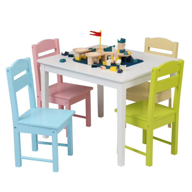 [US Warehouse] 5 in 1 Wooden Children Table and Chair Set, Table Size: 24 x 20 x 19 inch, Chair Size: 21.5 x 11.5 x 10.5 inch