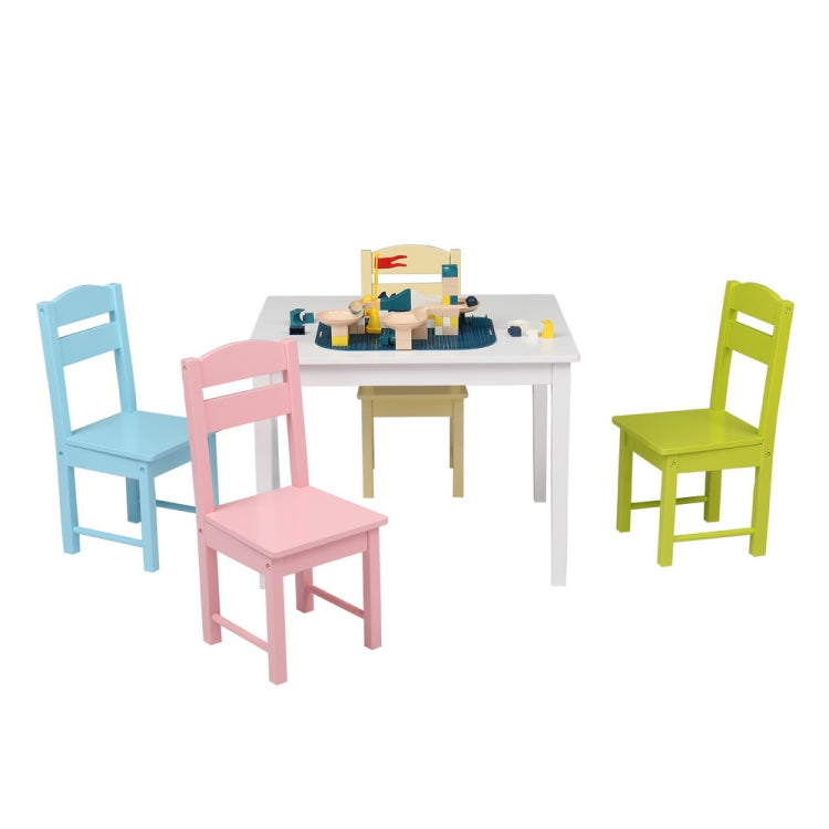 [US Warehouse] 5 in 1 Wooden Children Table and Chair Set, Table Size: 24 x 20 x 19 inch, Chair Size: 21.5 x 11.5 x 10.5 inch