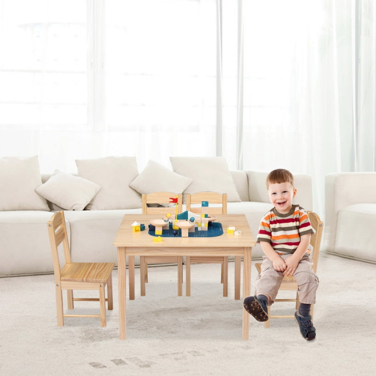 [US Warehouse] 5 in 1 Wooden Children Table and Chair Set, Table Size: 24 x 20 x 19 inch, Chair Size: 21.5 x 11.5 x 10.5 inch