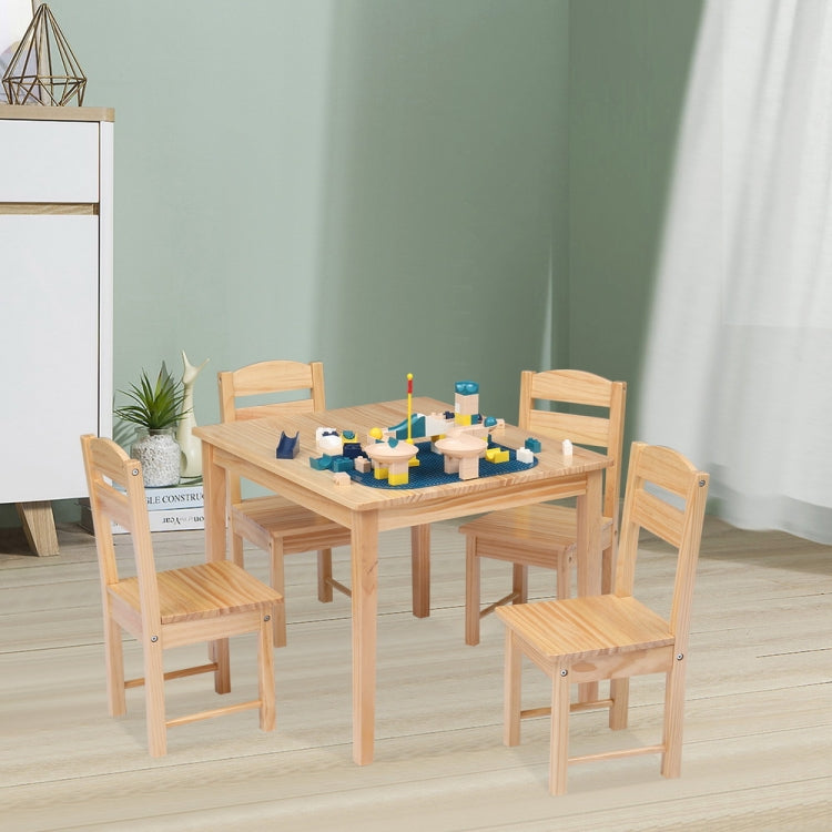 [US Warehouse] 5 in 1 Wooden Children Table and Chair Set, Table Size: 24 x 20 x 19 inch, Chair Size: 21.5 x 11.5 x 10.5 inch
