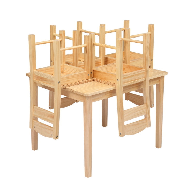 [US Warehouse] 5 in 1 Wooden Children Table and Chair Set, Table Size: 24 x 20 x 19 inch, Chair Size: 21.5 x 11.5 x 10.5 inch