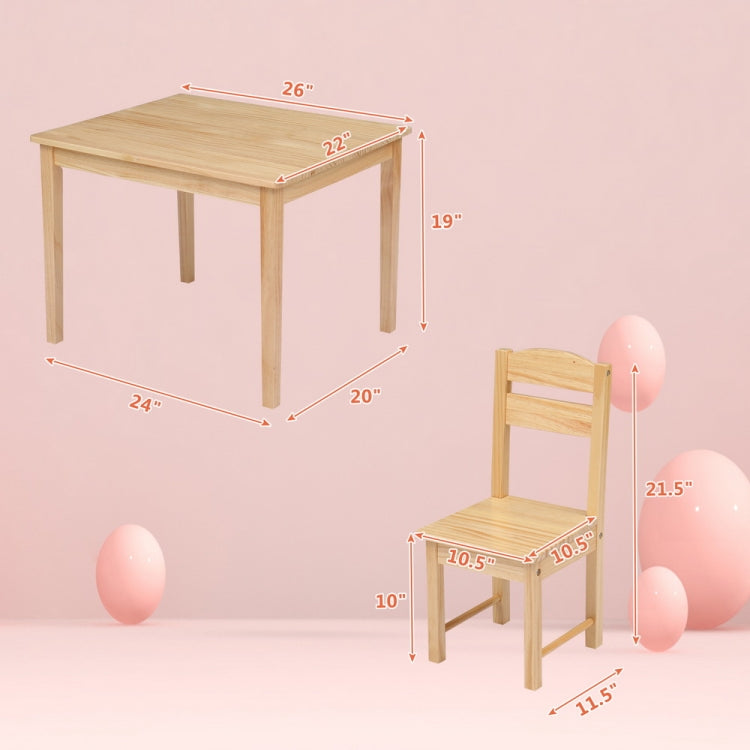 [US Warehouse] 5 in 1 Wooden Children Table and Chair Set, Table Size: 24 x 20 x 19 inch, Chair Size: 21.5 x 11.5 x 10.5 inch