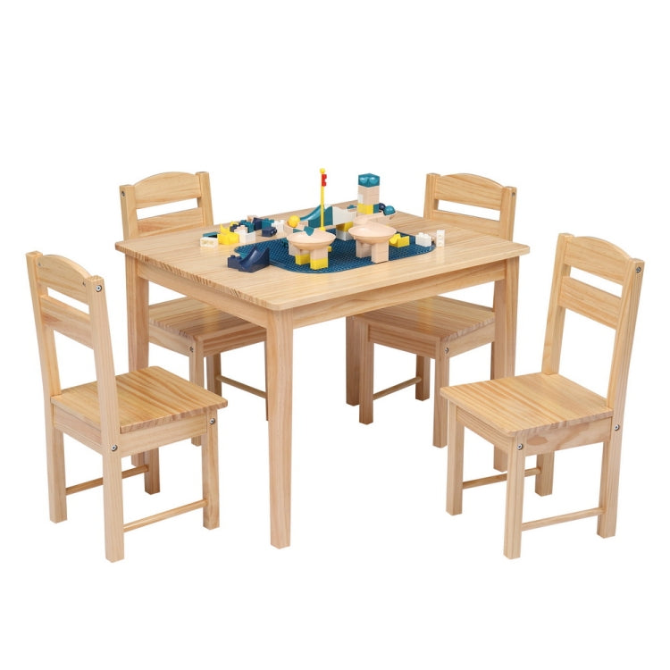 [US Warehouse] 5 in 1 Wooden Children Table and Chair Set, Table Size: 24 x 20 x 19 inch, Chair Size: 21.5 x 11.5 x 10.5 inch