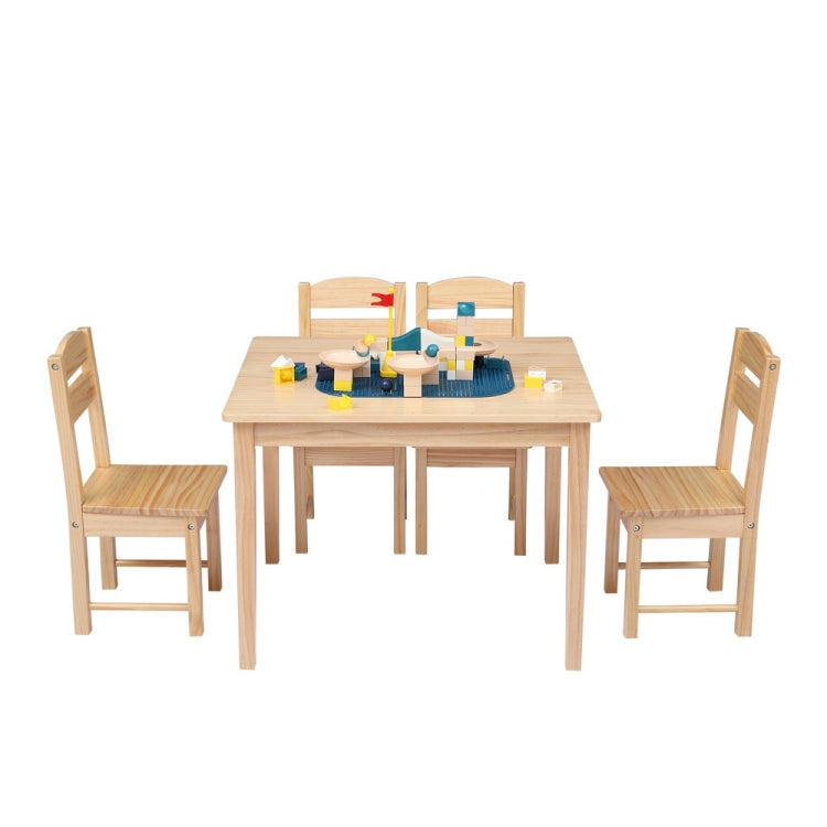 [US Warehouse] 5 in 1 Wooden Children Table and Chair Set, Table Size: 24 x 20 x 19 inch, Chair Size: 21.5 x 11.5 x 10.5 inch