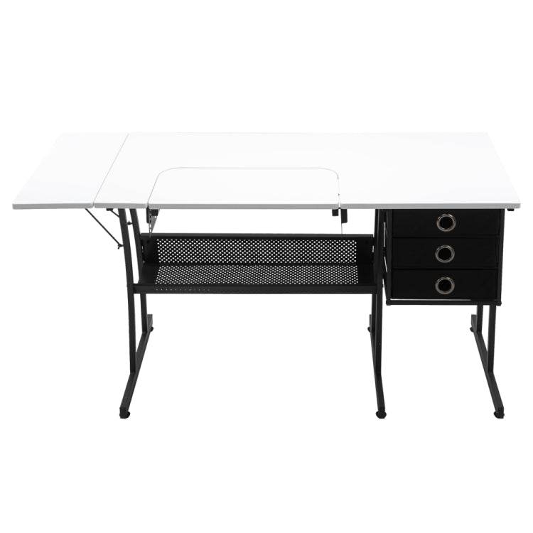[US Warehouse] Liftable Sewing Table Computer Desk with Open Shelf & 3 Non-woven Drawers, Size: 153 x 74 x 60cm