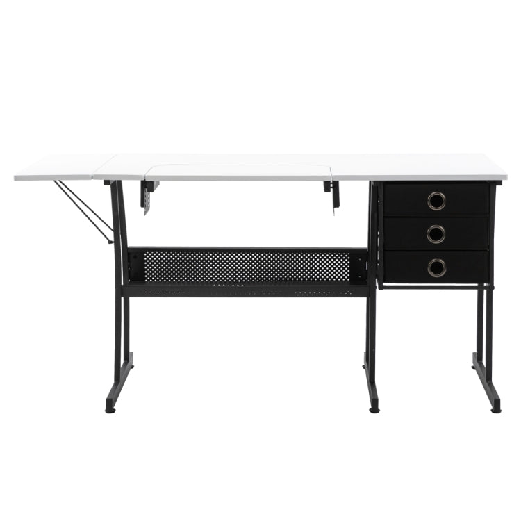 [US Warehouse] Liftable Sewing Table Computer Desk with Open Shelf & 3 Non-woven Drawers, Size: 153 x 74 x 60cm